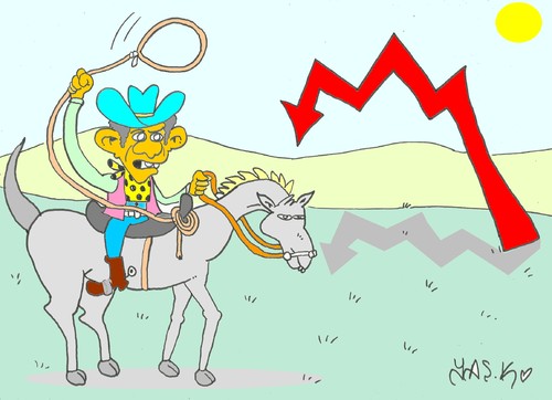 Cartoon: crisis (medium) by yasar kemal turan tagged crisis,finance,economy,america,us,flag,cowboyhorse,barak,obama