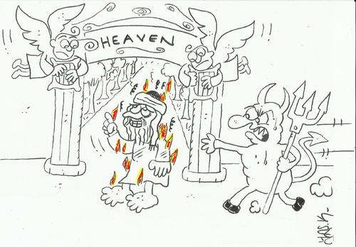 Cartoon: Escape from Hell (medium) by yasar kemal turan tagged bin,laden,bn,osama
