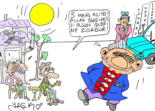 Cartoon: five salaries (medium) by yasar kemal turan tagged five,salaries