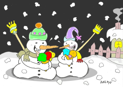 Cartoon: full time (medium) by yasar kemal turan tagged full,time,love,ice,cream,snowman