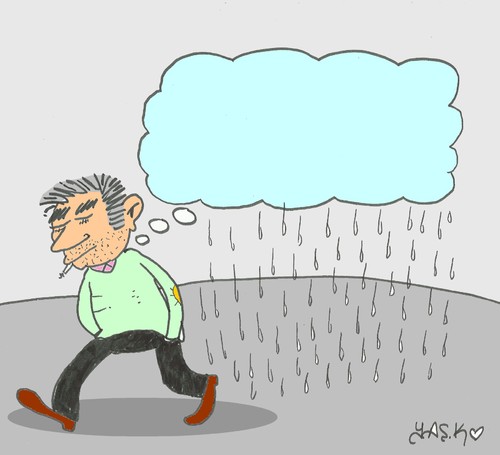 Cartoon: grief (medium) by yasar kemal turan tagged thought,rain,cloud,grief