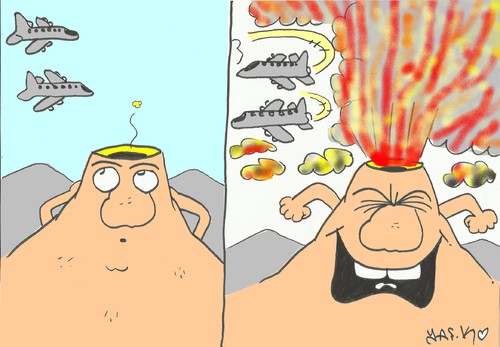 Cartoon: Grimsvötn volcano (medium) by yasar kemal turan tagged europe,grimsvötn,volcano,iceland,disaster