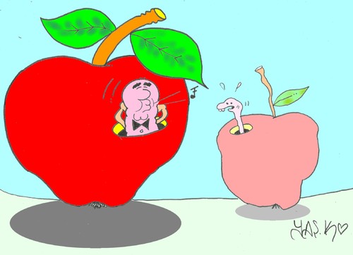 Cartoon: inequality (medium) by yasar kemal turan tagged worm,justice,poor,rich,apple,inequality