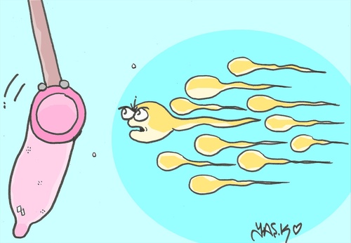 Cartoon: intervention (medium) by yasar kemal turan tagged condom,love,sperm,intervention