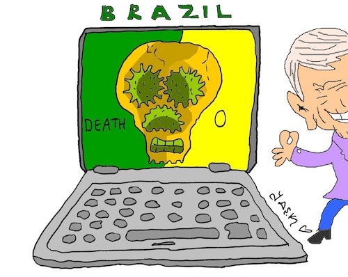 Cartoon: Jair Bolsonaro (medium) by yasar kemal turan tagged jair,bolsonaro