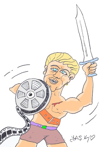 Cartoon: Kirk Douglas (medium) by yasar kemal turan tagged kirk,douglas