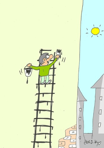 Cartoon: ladder (medium) by yasar kemal turan tagged paint,ladder,imagination