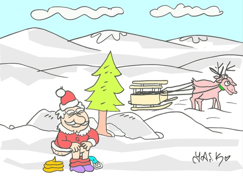 Cartoon: need (medium) by yasar kemal turan tagged need,father,christmas,toilet