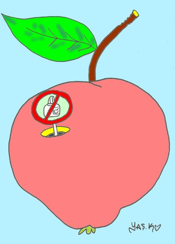 Cartoon: no drug (medium) by yasar kemal turan tagged drug,apple,fruit,founded,vegetables,organic