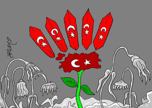 Cartoon: Our martyred children (medium) by yasar kemal turan tagged our,martyred,children