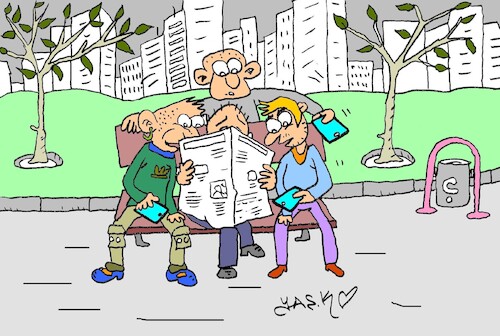 Cartoon: paper news (medium) by yasar kemal turan tagged paper,news