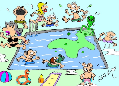 Cartoon: pool pee medicine (medium) by yasar kemal turan tagged pool,pee,medicine