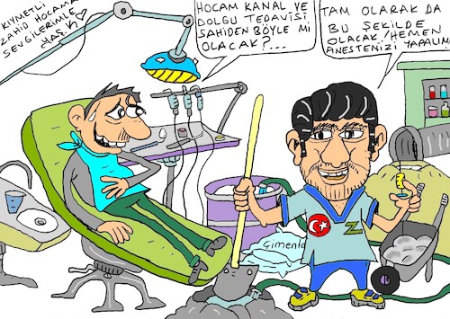 Cartoon: root canal and filling treatment (medium) by yasar kemal turan tagged root,canal,and,filling,treatment