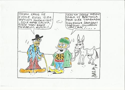Cartoon: sarlo and hoca (medium) by yasar kemal turan tagged hoca,and,sarlo
