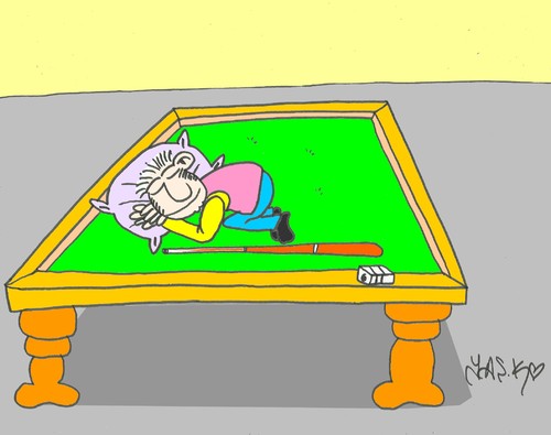 Cartoon: sleep (medium) by yasar kemal turan tagged billiards,sleep