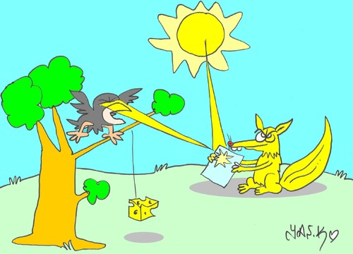 Cartoon: smart (medium) by yasar kemal turan tagged smart,fox,crow,cheese