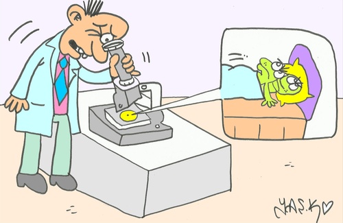 Cartoon: spy-shag (medium) by yasar kemal turan tagged spy,microscope,shag,love,science