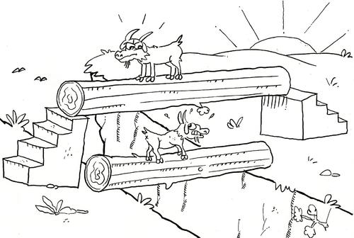 Cartoon: stubborn goats (medium) by yasar kemal turan tagged goats,stubborn