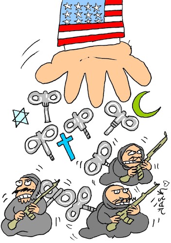 Cartoon: terrorist attacks (medium) by yasar kemal turan tagged terrorist,attacks