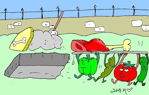 Cartoon: vegan (medium) by yasar kemal turan tagged vegan