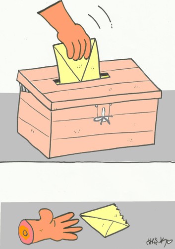 Cartoon: voter and vote (medium) by yasar kemal turan tagged voter,vote,choice,healthy