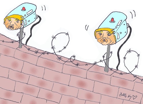 Cartoon: wall maniac (medium) by yasar kemal turan tagged wall,maniac