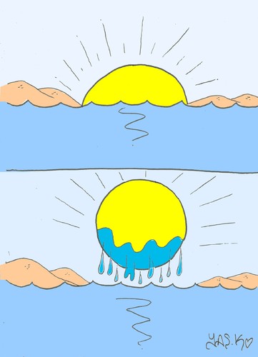 Cartoon: wet solar (medium) by yasar kemal turan tagged sun,landscape,nature,sea,solar,wet