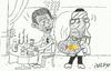 Cartoon: head waiter (small) by yasar kemal turan tagged headwaiter,obama,osama,bin,laden,food,fish