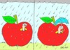 Cartoon: rain (small) by yasar kemal turan tagged rain,apple,worm,umbrella,cloud,love