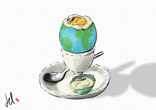 Cartoon: One last fancy meal (medium) by Emanuele Del Rosso tagged environment,climate,change,pollution,capitalism