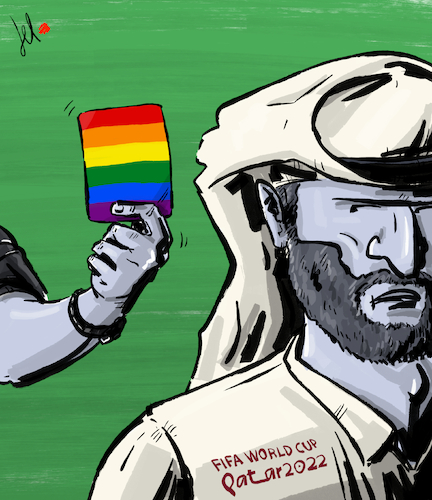 Cartoon: Rainbow card (medium) by Emanuele Del Rosso tagged rainbow,lgbtq,qatar,fifa,rainbow,lgbtq,qatar,fifa