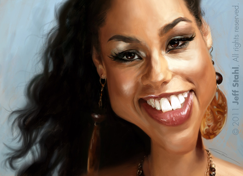 Cartoon: Alicia Keys (medium) by Jeff Stahl tagged music,illustration,stahl,caricature,keys,alicia