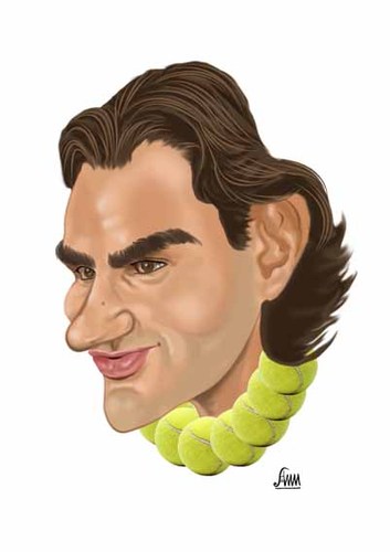 Cartoon: Roger Federer (medium) by aungminmin tagged cartoons,caricatures