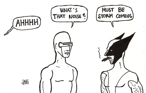 Cartoon: Storm coming (medium) by Jani The Rock tagged cyclops,wolverine,storm,xmen