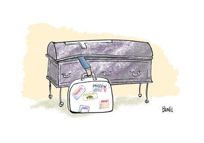 Cartoon: The last trip (medium) by BONIL tagged passion,for,travel,boninl