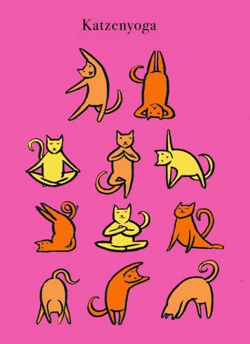 Cartoon: atzenyoga (medium) by Jollustration tagged yoga,katzen,tiere