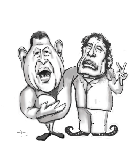 Cartoon: Add a caption (medium) by AudreyD tagged chavez,gaddafi,caricature,humor,audrey,dugan