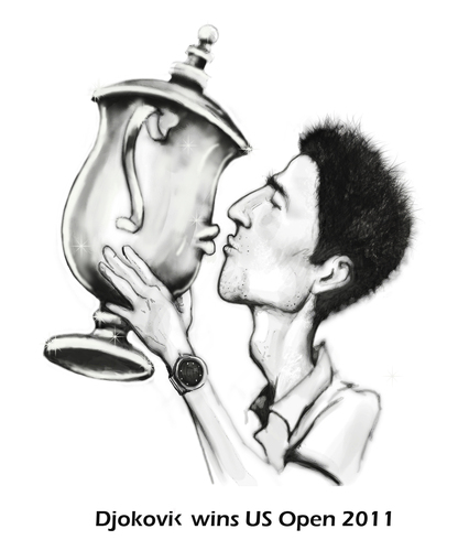 Cartoon: Djokovic wins US Open (medium) by AudreyD tagged tennis,djolovik,caricature,dugan,audrey