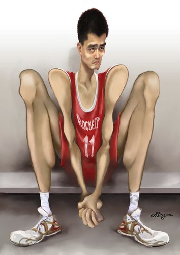 Cartoon: Ming (medium) by AudreyD tagged ming,lakers,sport,caricautre,audrey,dugan