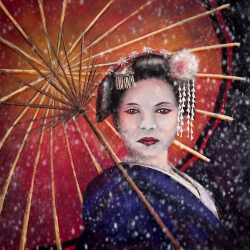 Cartoon: Geisha (medium) by alesza tagged portrait,digital,illustration,painting,drawing,geisha,japan