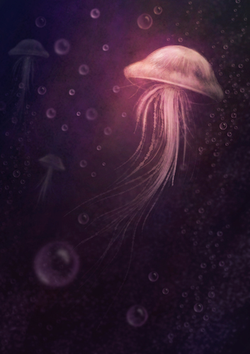 Cartoon: Jellyfish (medium) by alesza tagged jellyfish,underwater,digital,painting,illustration,procreate,ipadart