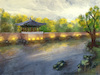 Cartoon: Cloudy Day (small) by alesza tagged landscape nature asia digital painting cloudy day pond lake