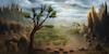 Cartoon: Landscape April 2017 (small) by alesza tagged digital art painting illustration drawing landscape ipadart conceptual tree environment mountains