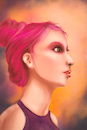 Cartoon: Pink (small) by alesza tagged girl,portrait,pink,hair,yound,people,digital,art,illustration,painting