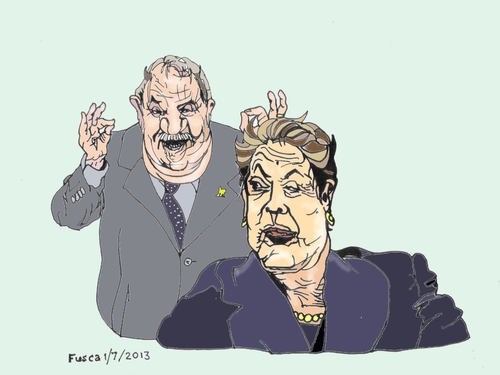 Cartoon: Brazilian Dictatorship (medium) by Fusca tagged corruption,dictators,leftist,cleptocracy,brazil,lula,rousseff