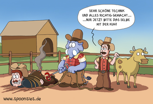 Cartoon: cowboytraining (medium) by ChristianP tagged cowboytraining