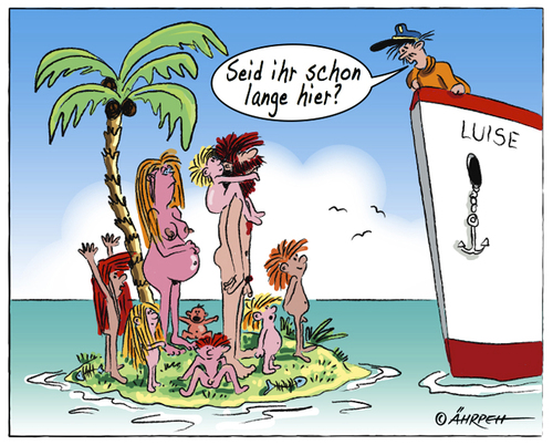 Cartoon: Blöde Frage (medium) by rpeter tagged schiff,kinder,mann,frau,liebe,insel,inselwitz,nackt