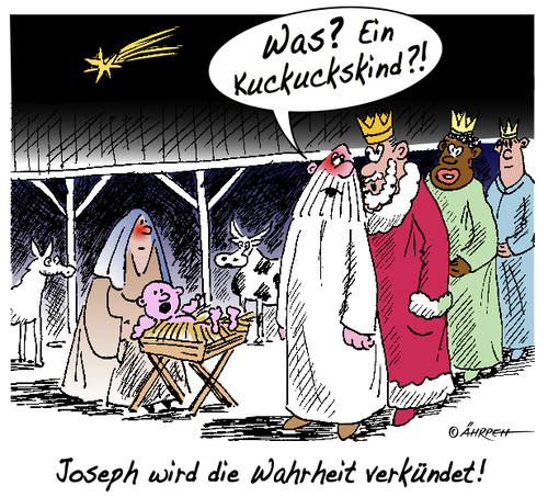 Cartoon: Die Weihnachtsbotschaft (medium) by rpeter tagged jesus,maria,joseph,stall,könige,weihnachten,bethlehem