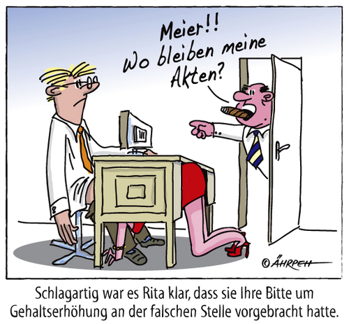 Cartoon: Dumm gelaufen. (medium) by rpeter tagged liebe,büro,mann,frau,chef,gehalt