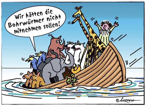 Cartoon: Dumm gelaufen (medium) by rpeter tagged arche,noah,meer,boot,schiff,tiere